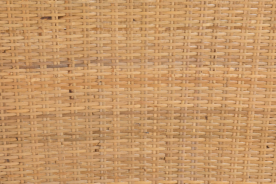 bali & pari Monaco Modern Bohemian Natural Rattan and Mahogany Wood Counter Stool