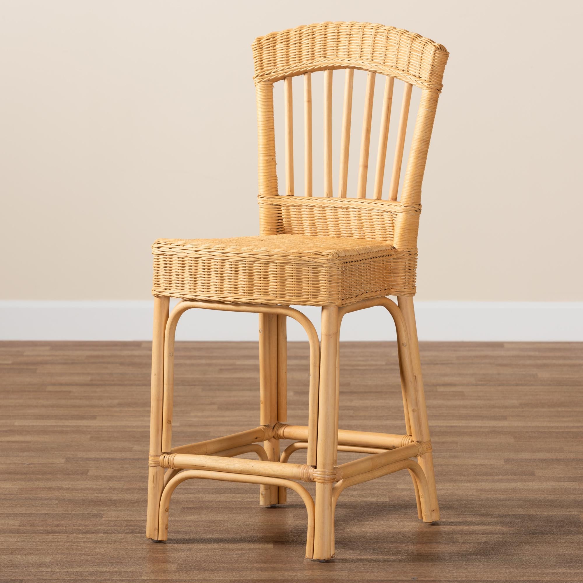 bali & pari Barito Modern Bohemian Natural Rattan Counter Stool