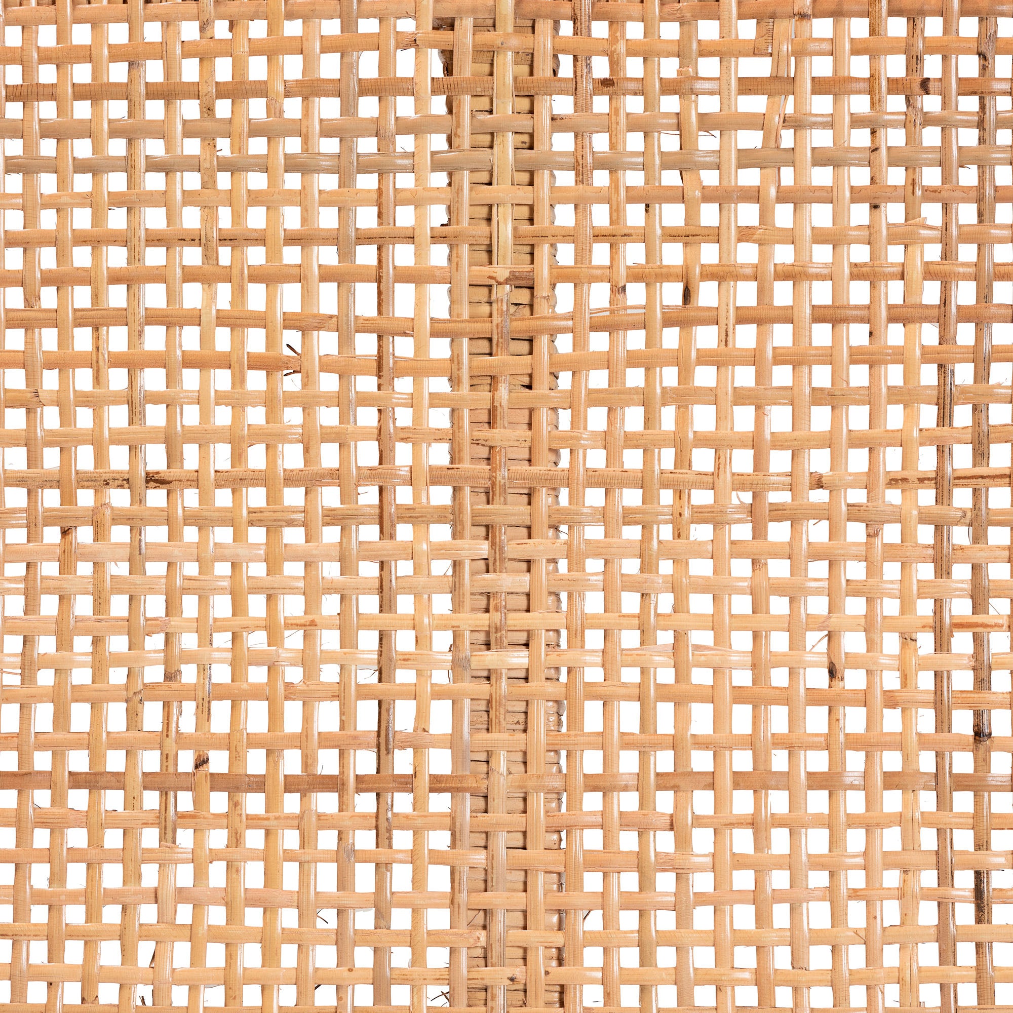 Abelia Modern Bohemian Natural Rattan and Mahogany Wood Short Accent Bench