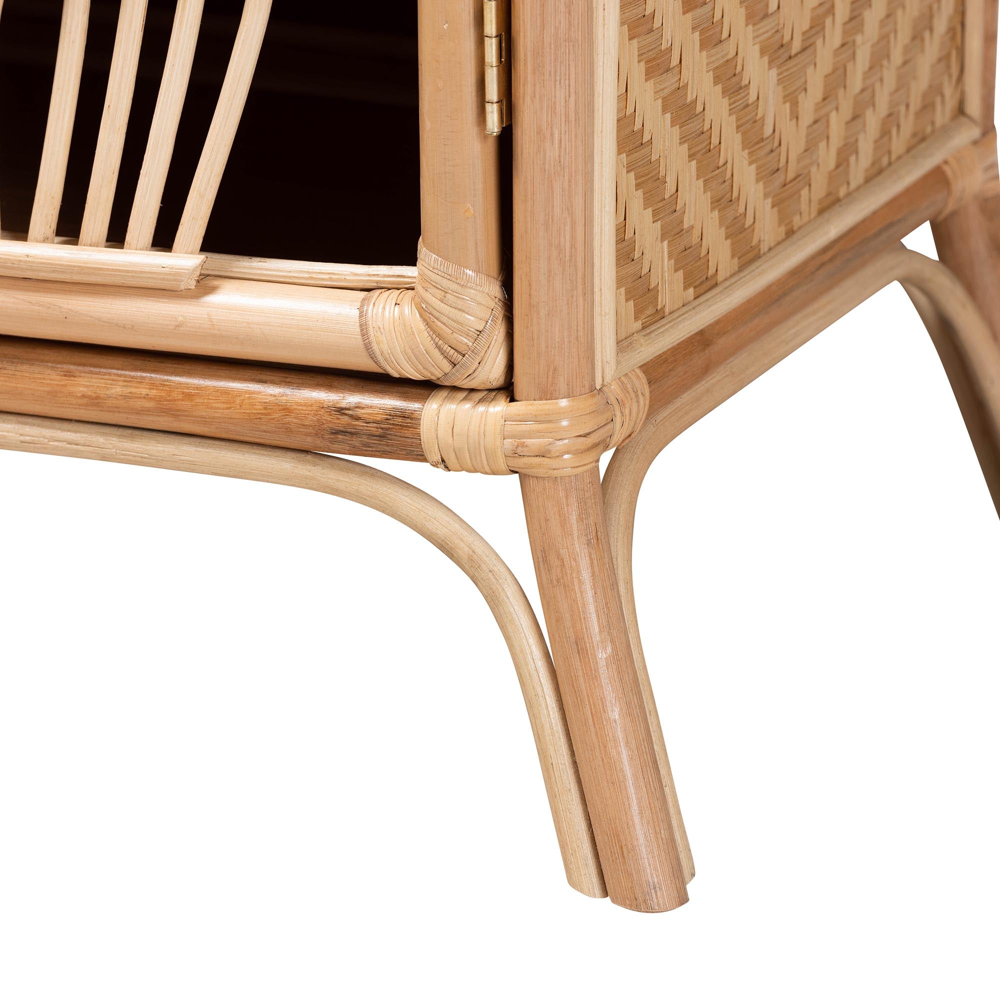 Danna Modern Bohemian Natural Brown Rattan Nightstand