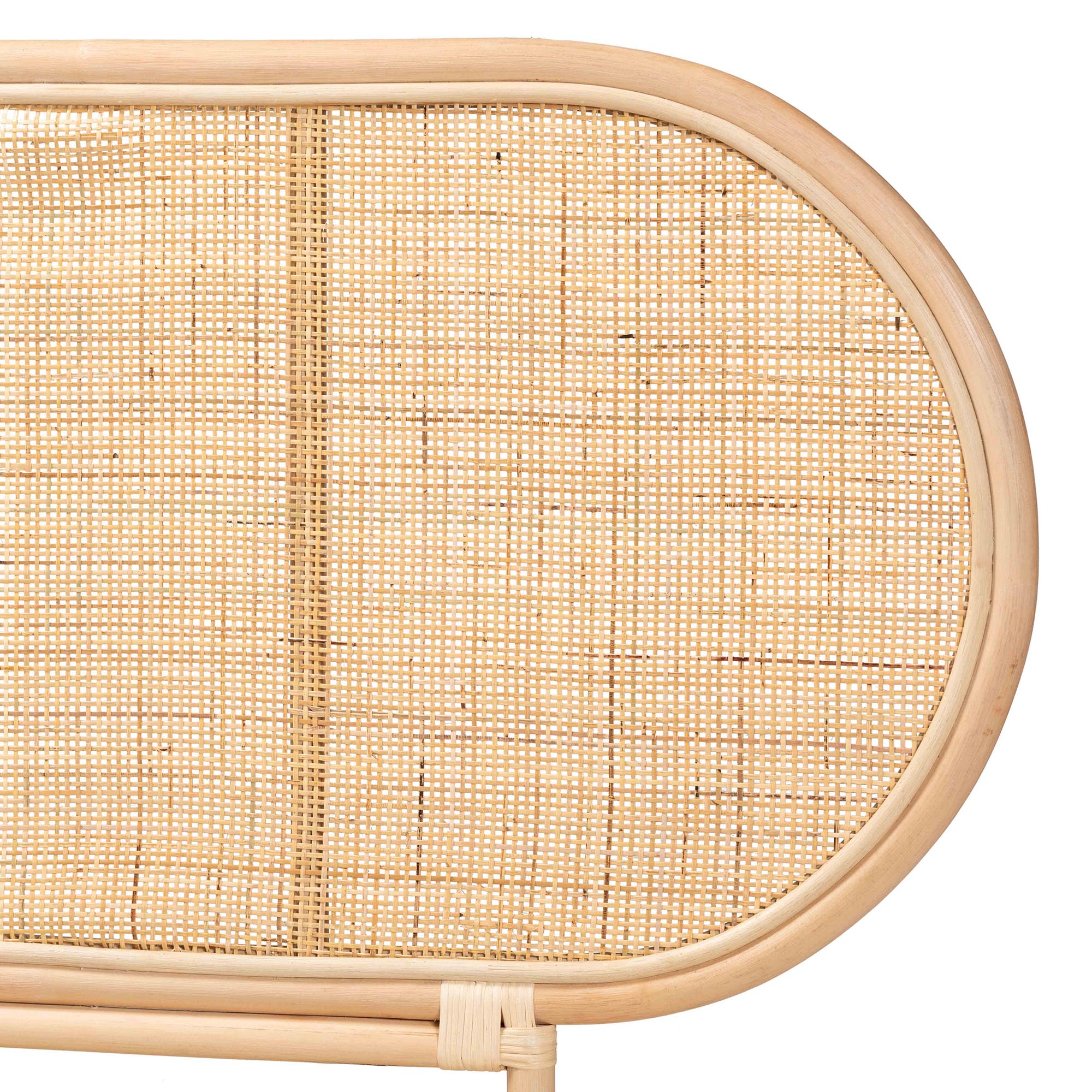 Reegan Modern Bohemian Natural Brown Rattan Queen Size Standalone Headboard