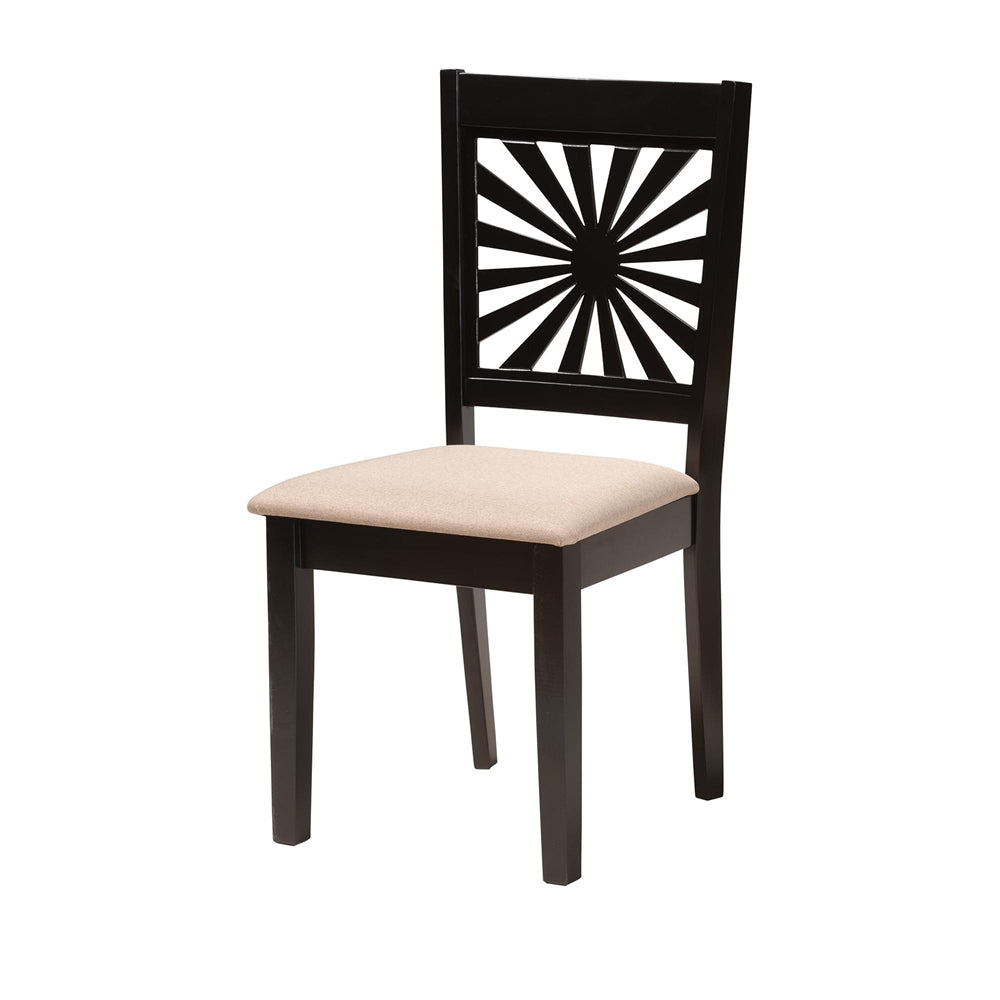 Olympia Modern Beige Fabric and Espresso Brown Finished Wood 6-Piece Dining Set