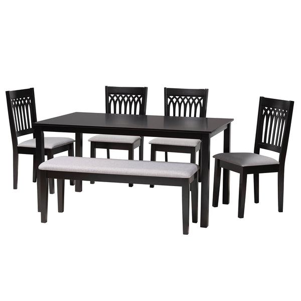 Genesis Modern Grey Fabric and Dark Brown Finished Wood 6-Piece Dining Set