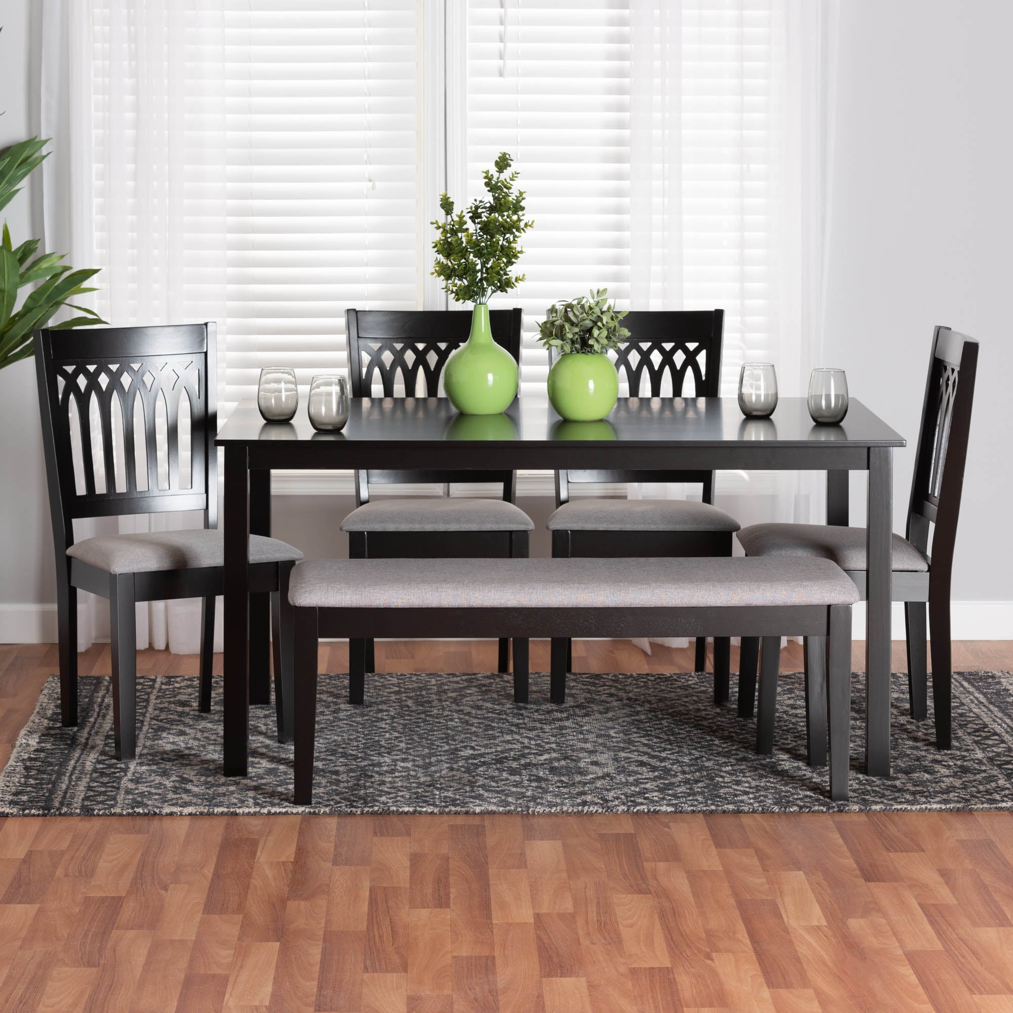 Genesis Modern Grey Fabric and Dark Brown Finished Wood 6-Piece Dining Set