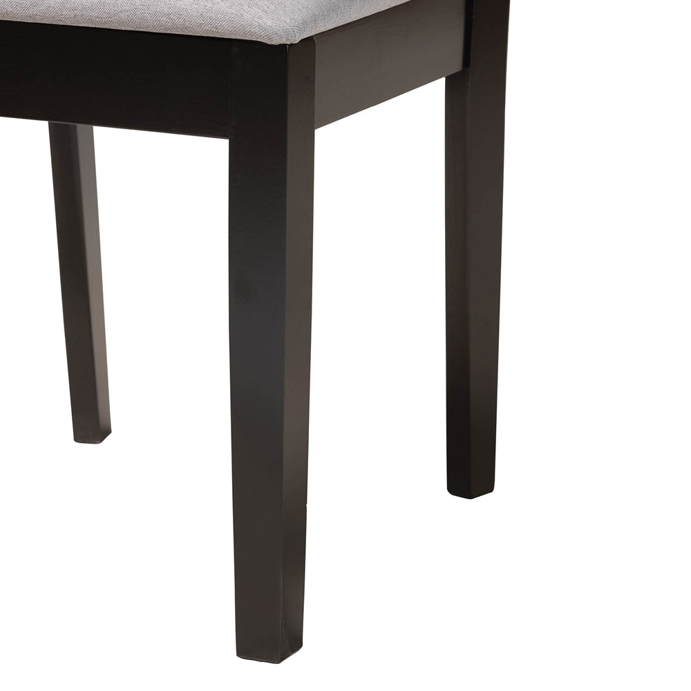 Genesis Modern Grey Fabric and Dark Brown Finished Wood 2-Piece Dining Chair Set