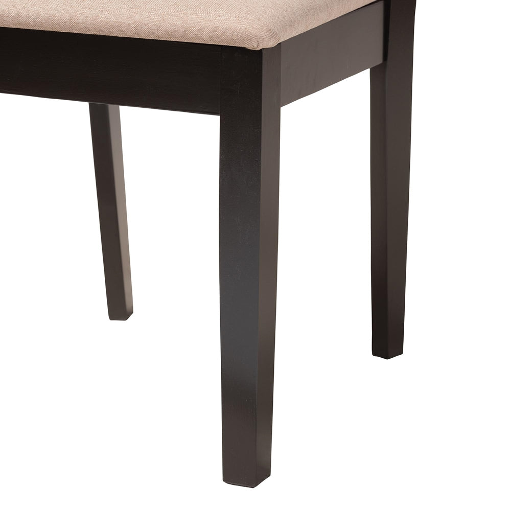 Florencia Modern Beige Fabric and Espresso Brown Finished Wood 7-Piece Dining Set