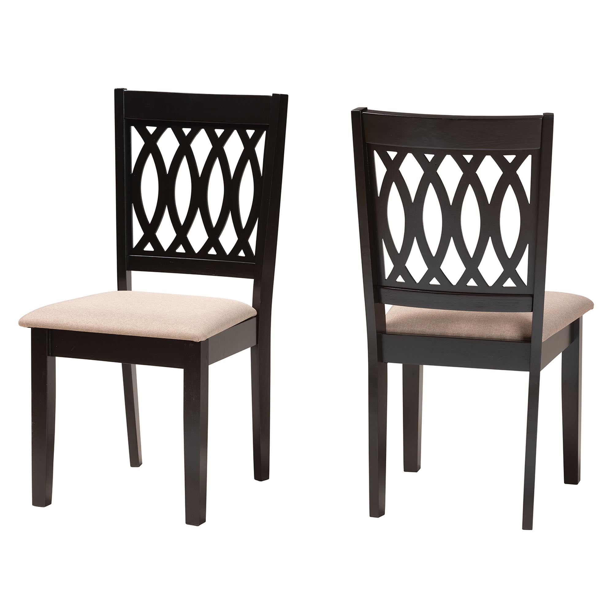 Florencia Modern Beige Fabric and Espresso Brown Finished Wood Dining Chair