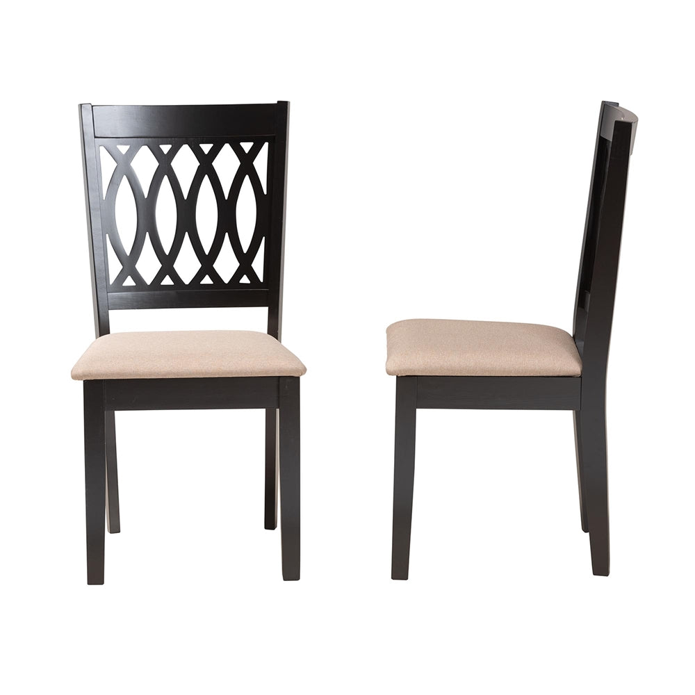 Florencia Modern Beige Fabric and Espresso Brown Finished Wood Dining Chair