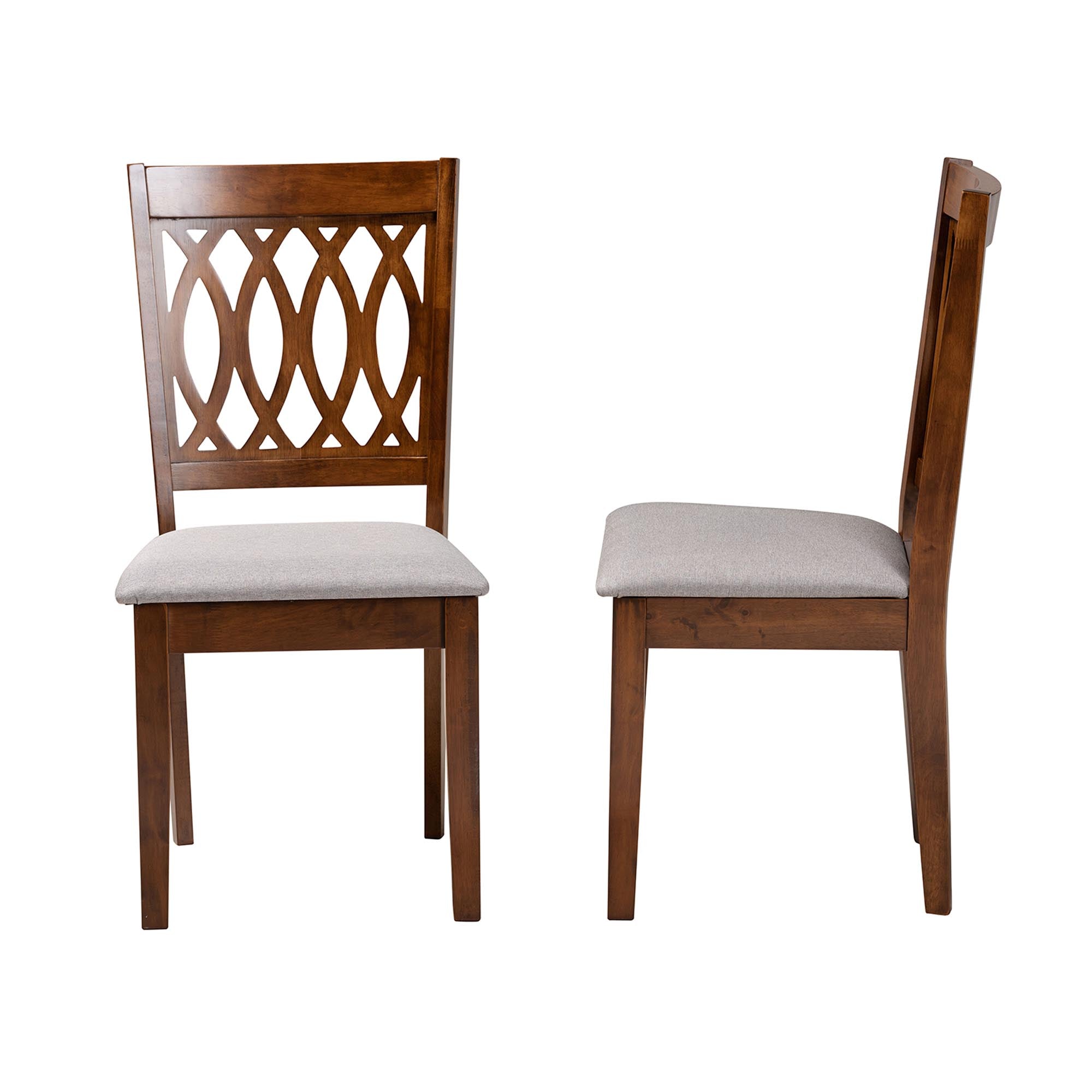 Florencia Modern Grey Fabric and Walnut Brown Finished Wood Dining Chair