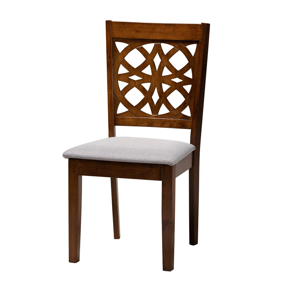Abigail Modern Grey Fabric and Walnut Brown Finished Wood 5-Piece Dining Set