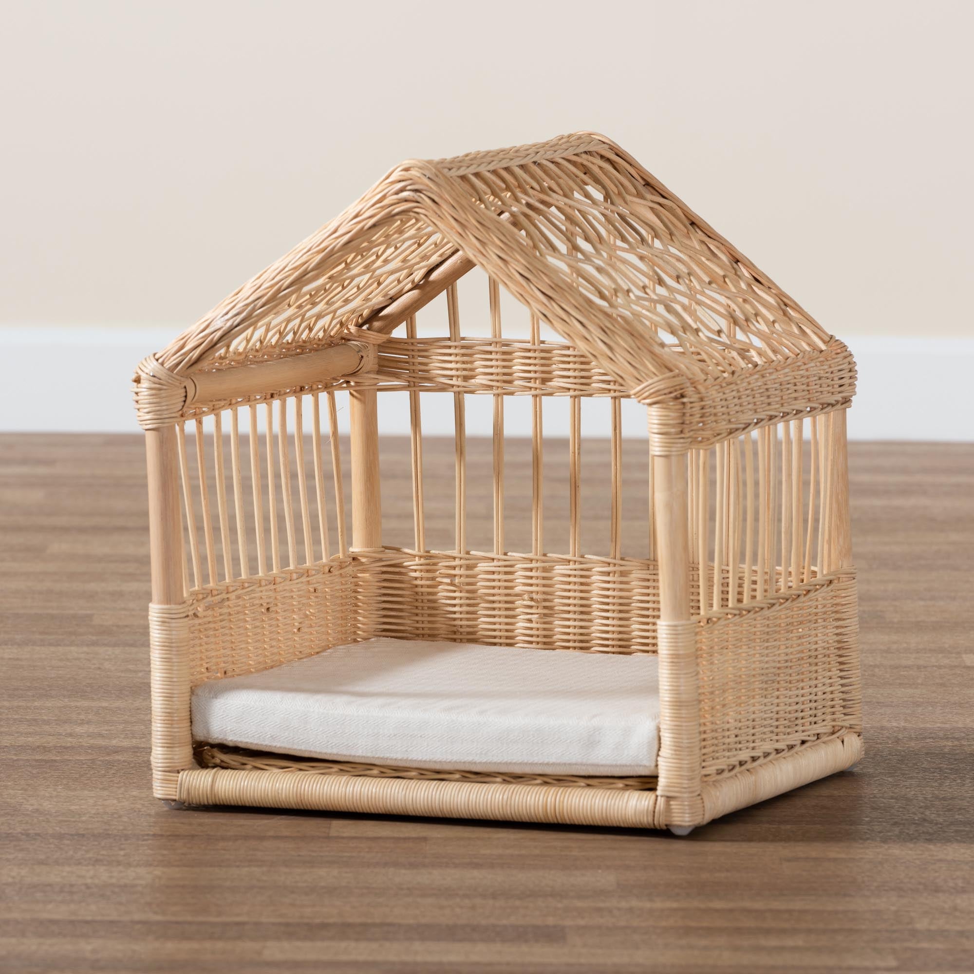 Pieta Modern Bohemian Natural Brown Rattan Pet Bed