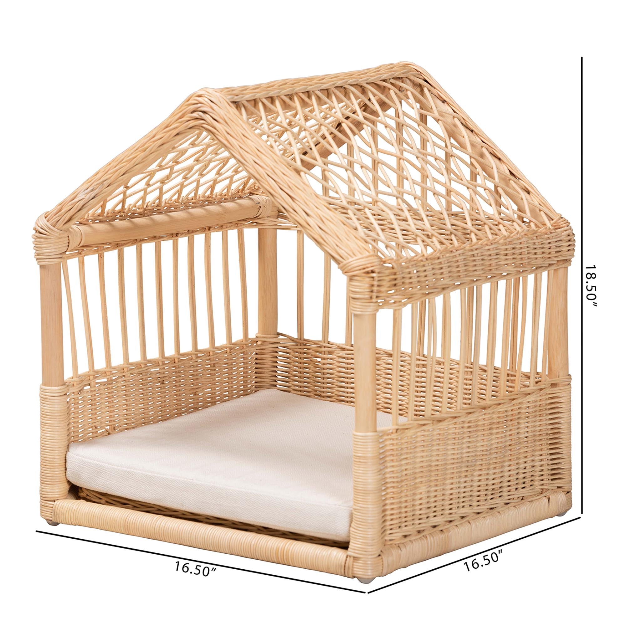 Pieta Modern Bohemian Natural Brown Rattan Pet Bed