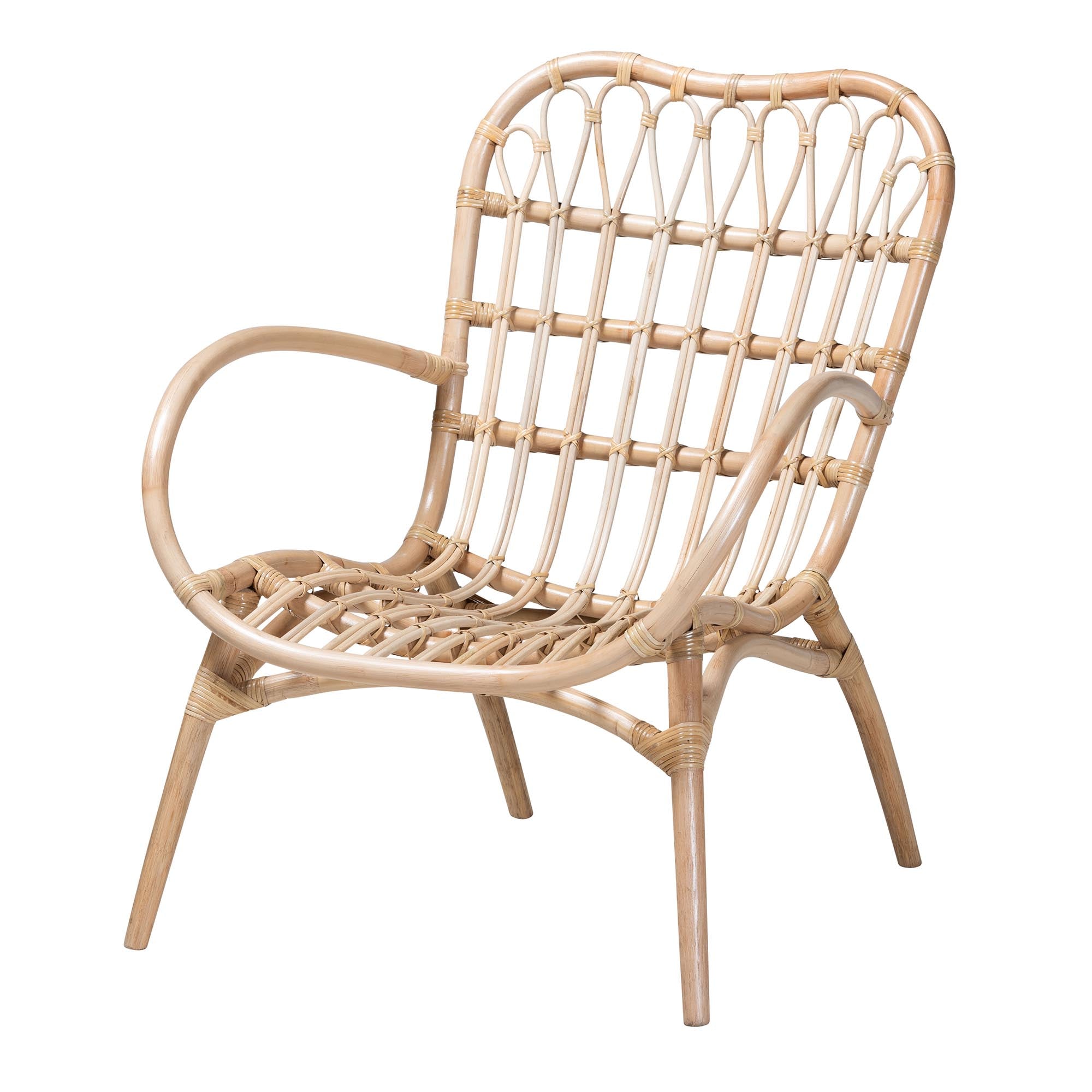 bali & pari Bajo Modern Bohemian Natural Brown Rattan Arm Chair