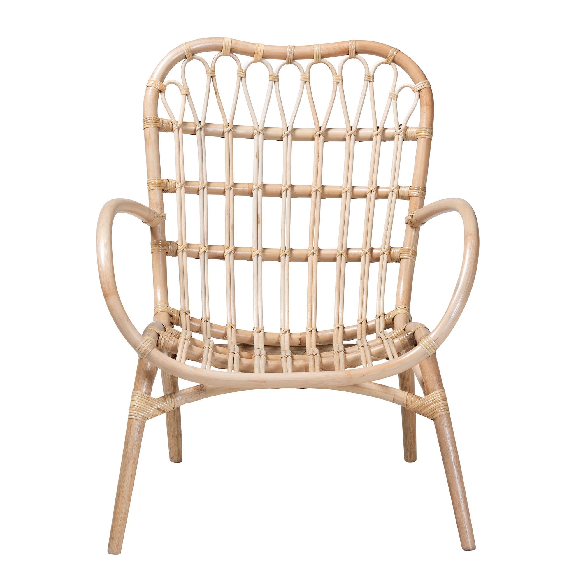 bali & pari Bajo Modern Bohemian Natural Brown Rattan Arm Chair