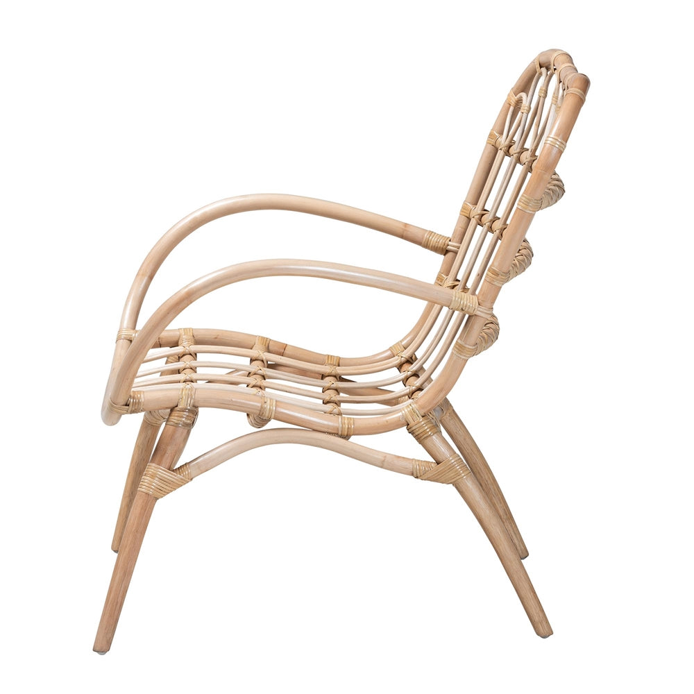 bali & pari Bajo Modern Bohemian Natural Brown Rattan Arm Chair