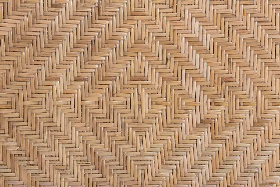 bali & pari Ayana Mid-Century Modern Two-Tone Black and Natural Brown Rattan Dining Chair