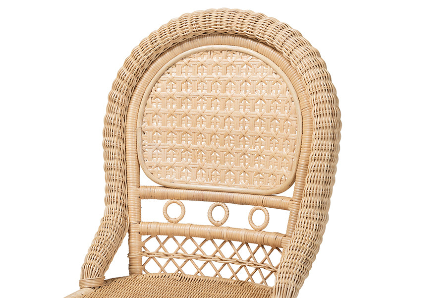 bali & pari Jelita Modern Bohemian Natural Brown Rattan 2-Piece Dining Chair Set