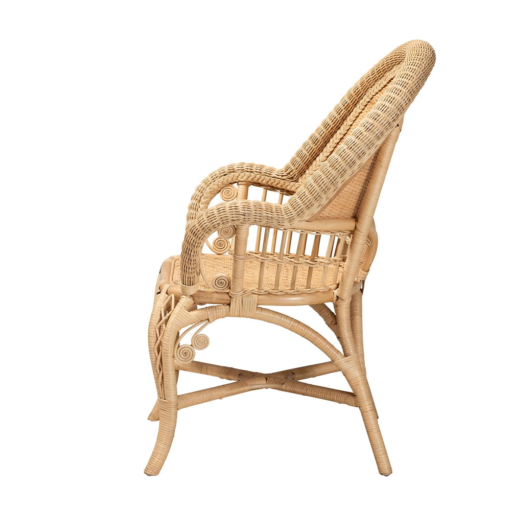 bali & pari Ratu Modern Bohemian Natural Brown Rattan Accent Chair