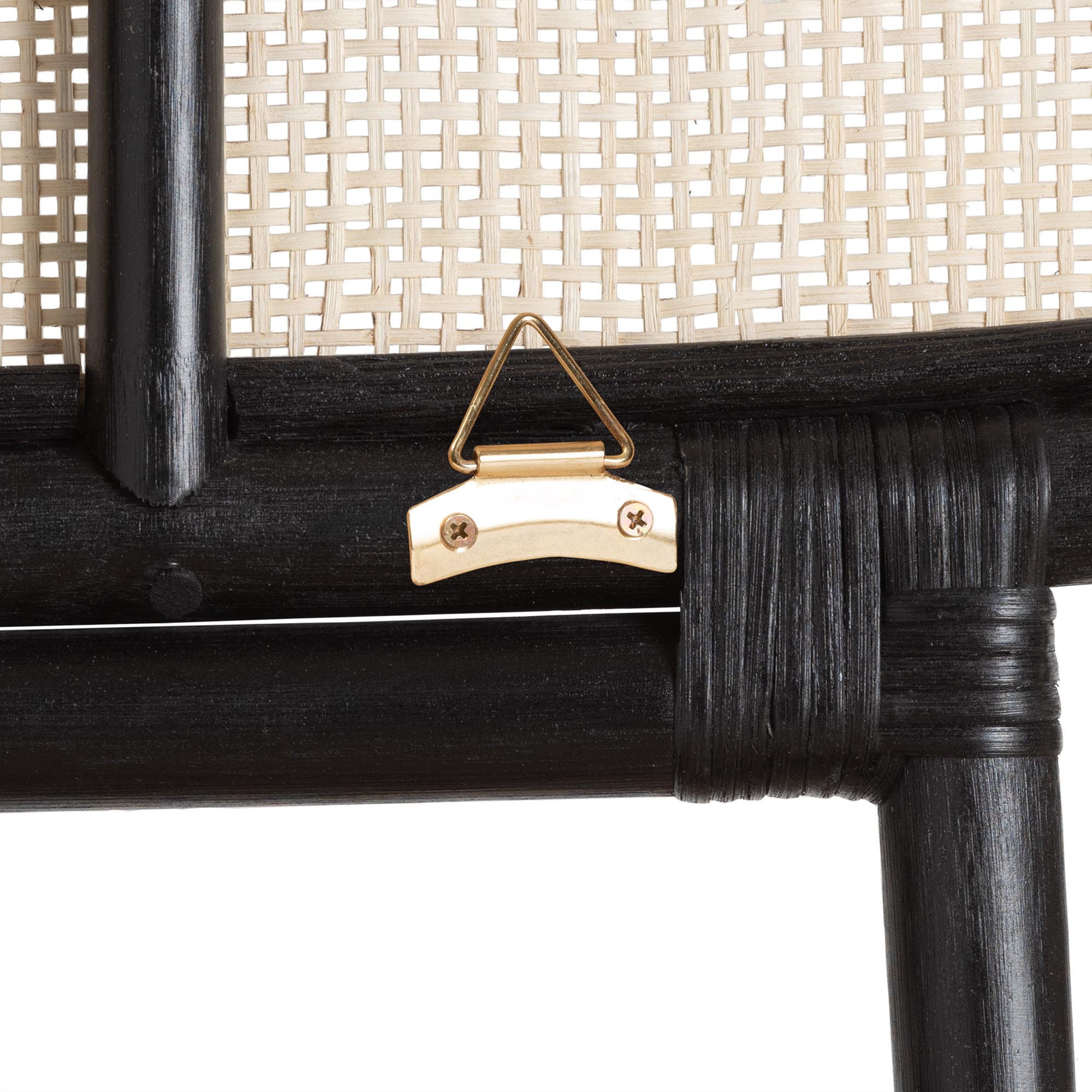 Reegan Modern Bohemian Two-Tone Black and Natural Brown Rattan Queen Size Standalone Headboard