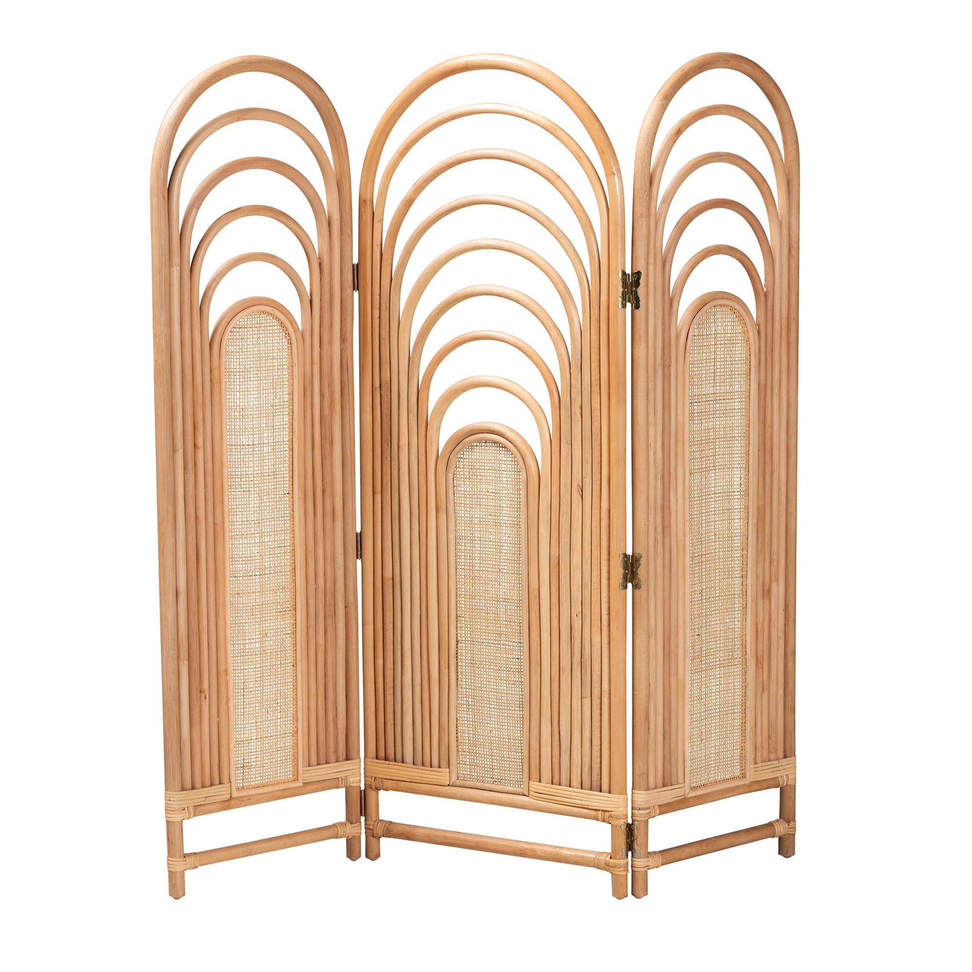 bali & pari Golda Modern Bohemian Natural Brown Rattan Room Divider