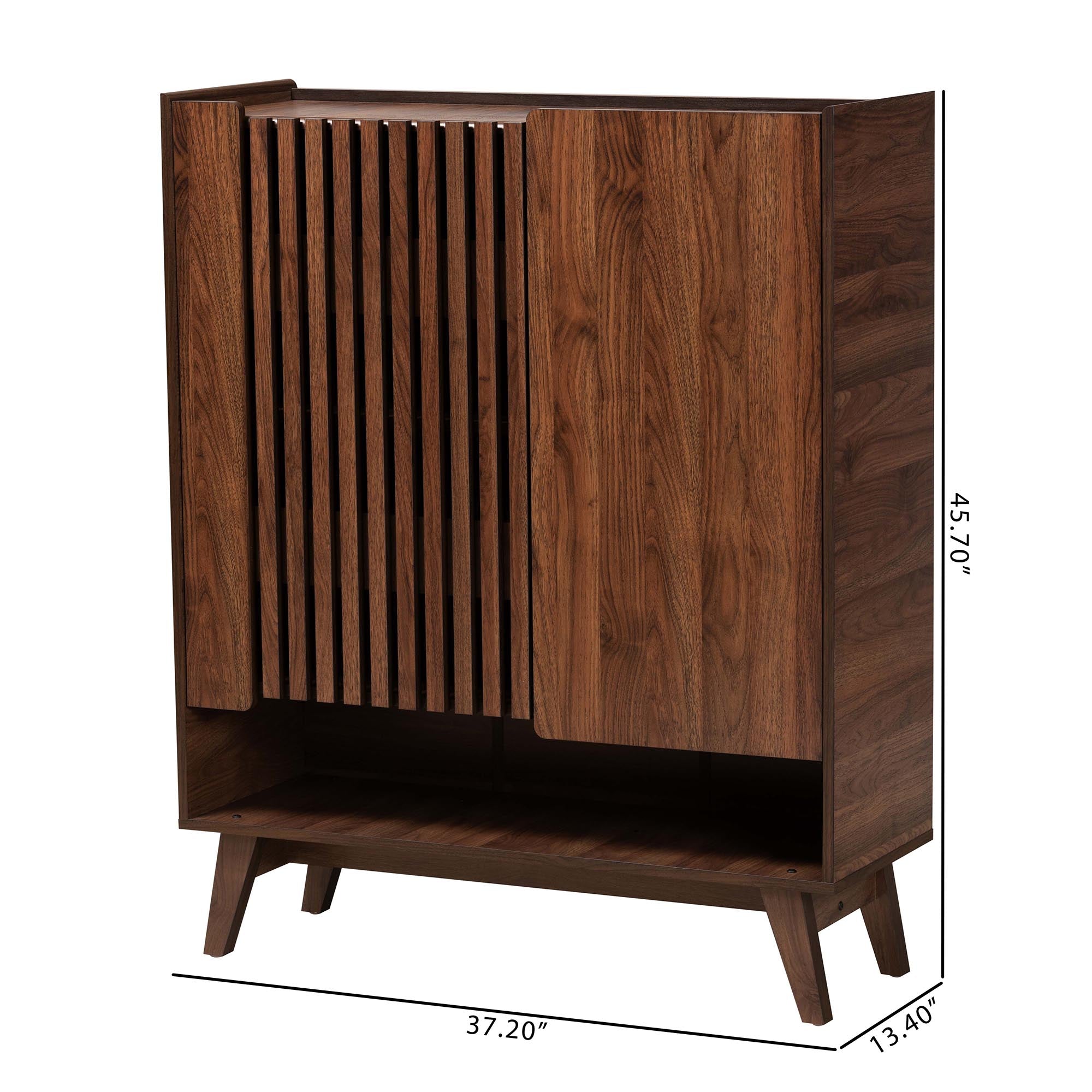 Paricia Mid-Century Modern Walnut Brown Finished Wood Shoe Cabinet