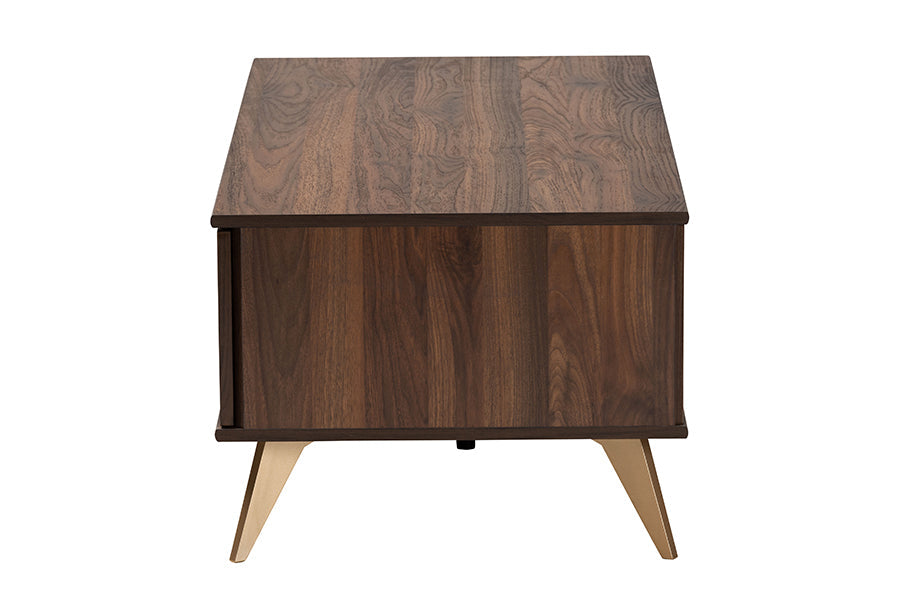 Graceland Mid-Century Modern Transitional Walnut Brown Finished Wood 2-Drawer Coffee Table