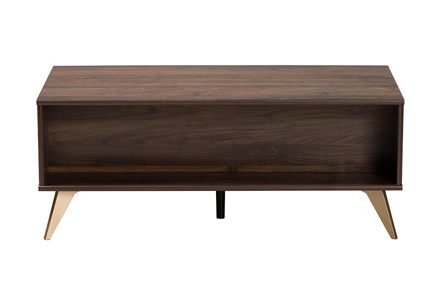 Graceland Mid-Century Modern Transitional Walnut Brown Finished Wood 2-Drawer Coffee Table