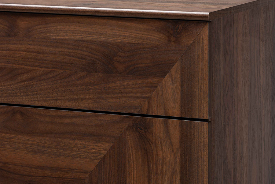 Graceland Mid-Century Modern Transitional Walnut Brown Finished Wood 5-Drawer Storage Chest