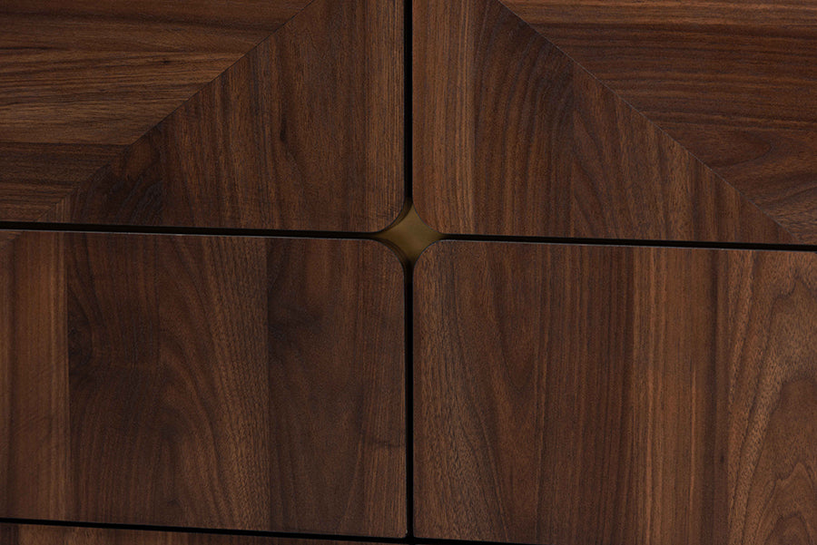 Graceland Mid-Century Modern Transitional Walnut Brown Finished Wood 6-Drawer Dresser