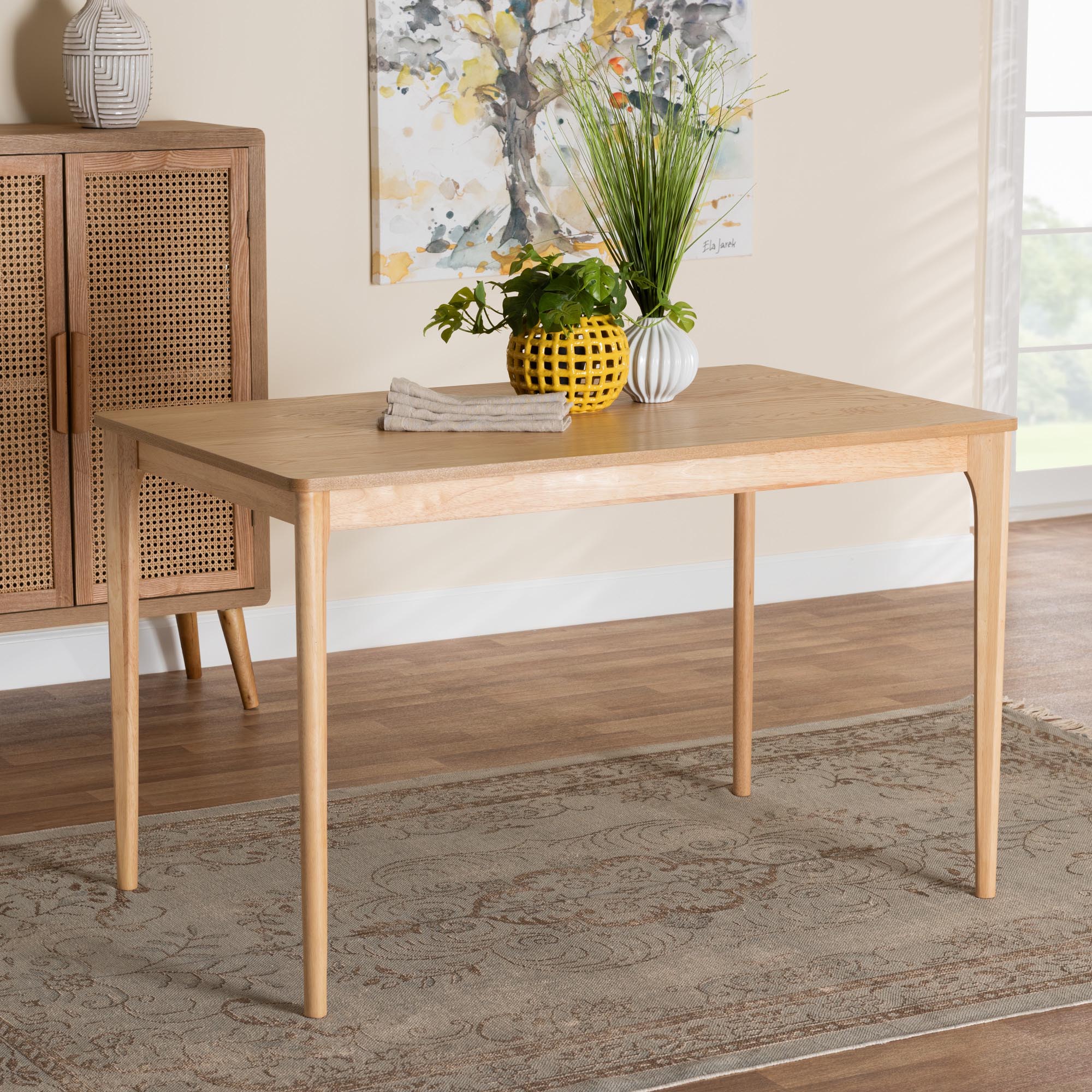 Sherwin Mid-Century Modern Natural Oak Finished Wood Dining Table