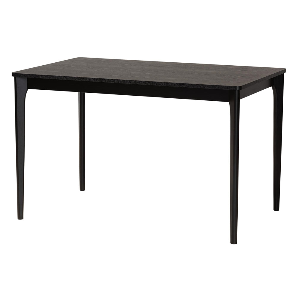 Sherwin Mid-Century Modern Black Finished Wood Dining Table