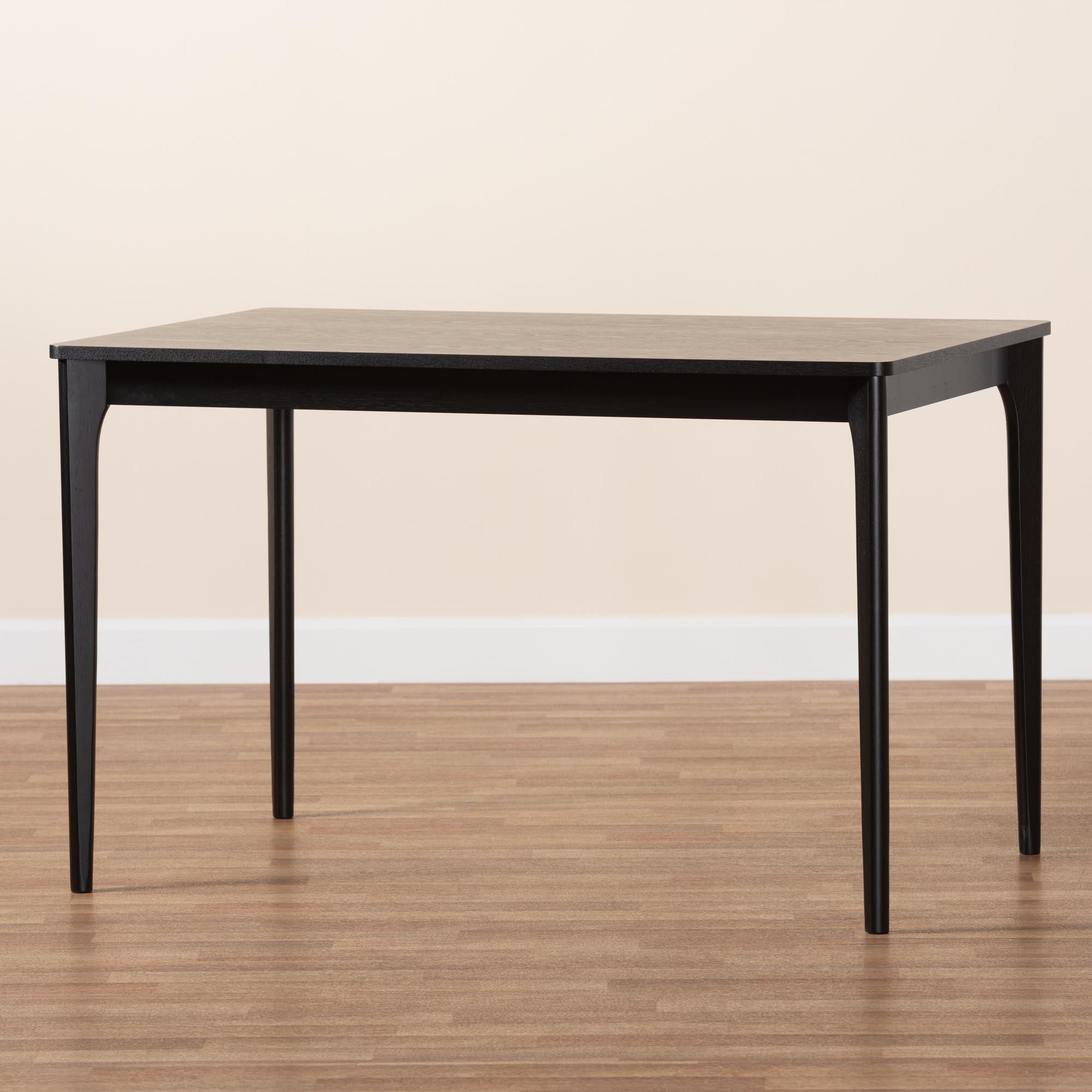Sherwin Mid-Century Modern Black Finished Wood Dining Table