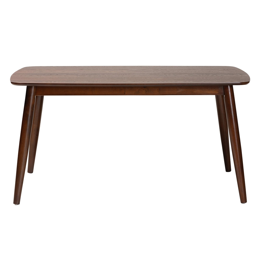 Flora Mid-Century Modern Walnut Brown Finished Wood Dining Table