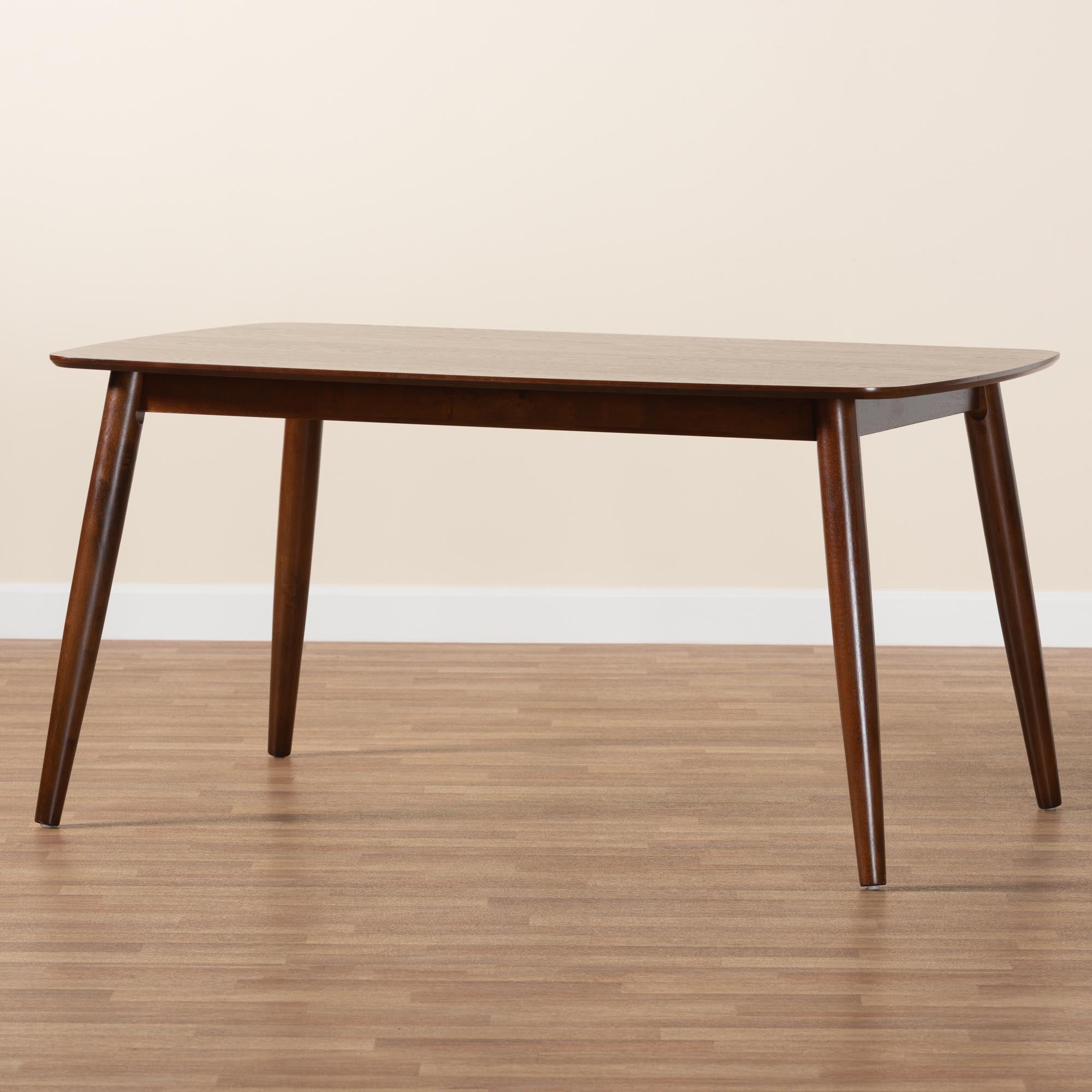 Flora Mid-Century Modern Walnut Brown Finished Wood Dining Table
