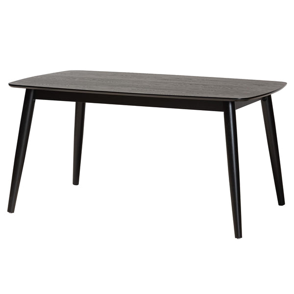 Flora Mid-Century Modern Black Finished Wood Dining Table