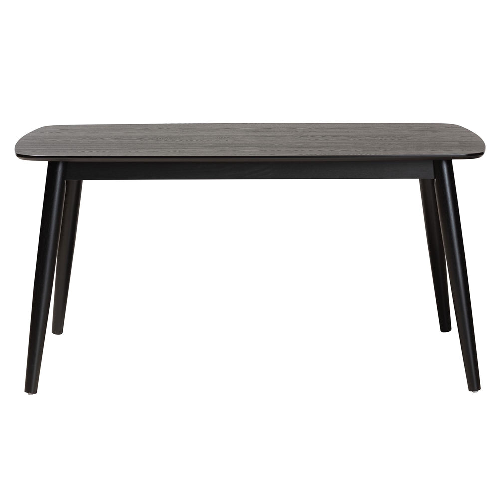 Flora Mid-Century Modern Black Finished Wood Dining Table