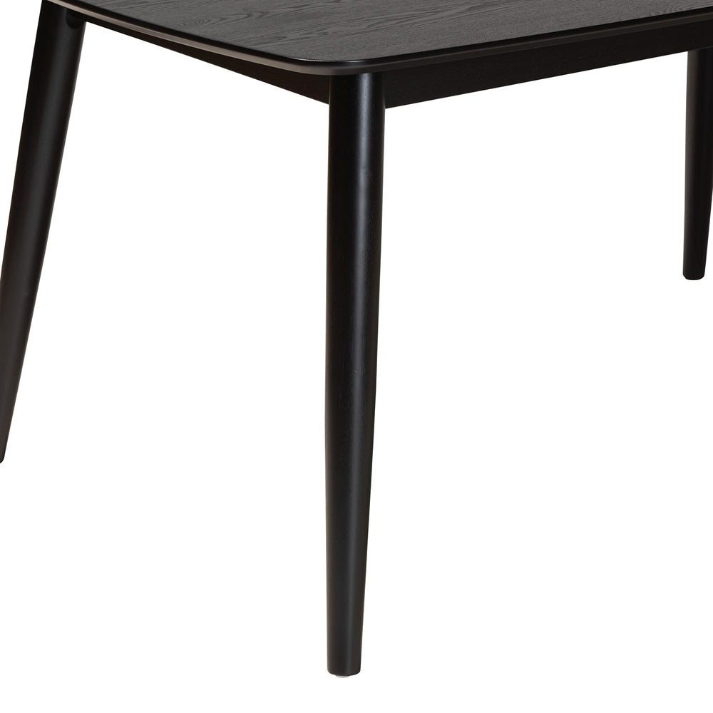 Flora Mid-Century Modern Black Finished Wood Dining Table