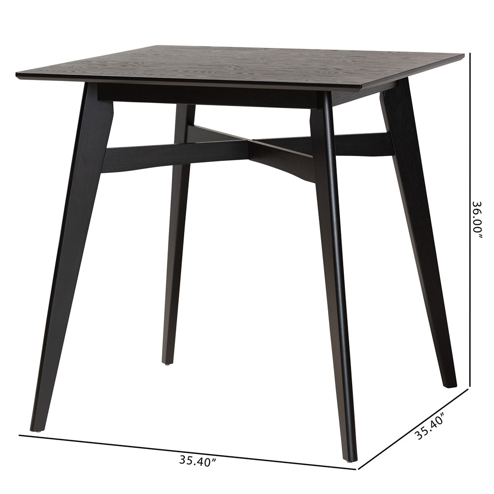 Leena Mid-Century Modern Black Finished Wood Counter Height Pub Table