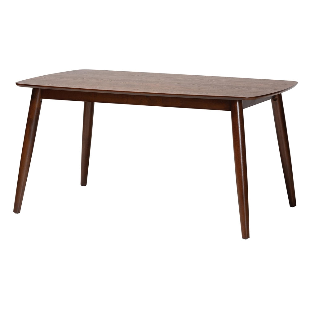 Dannon Mid-Century Modern Grey Fabric and Walnut Brown Finished Wood 7-Piece Dining Set