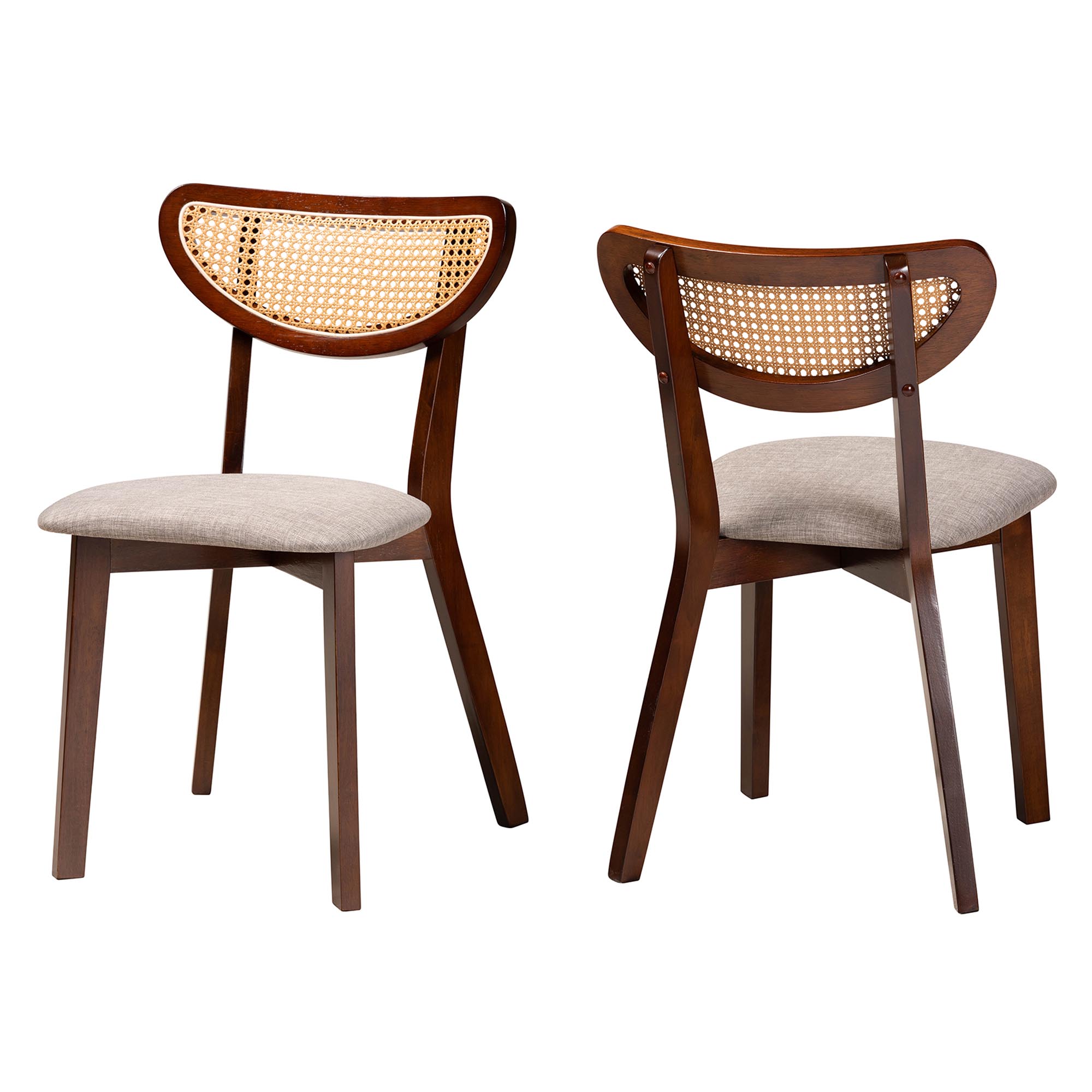 Dannell Mid-Century Modern Grey Fabric and Walnut Brown Finished Wood Dining Chair