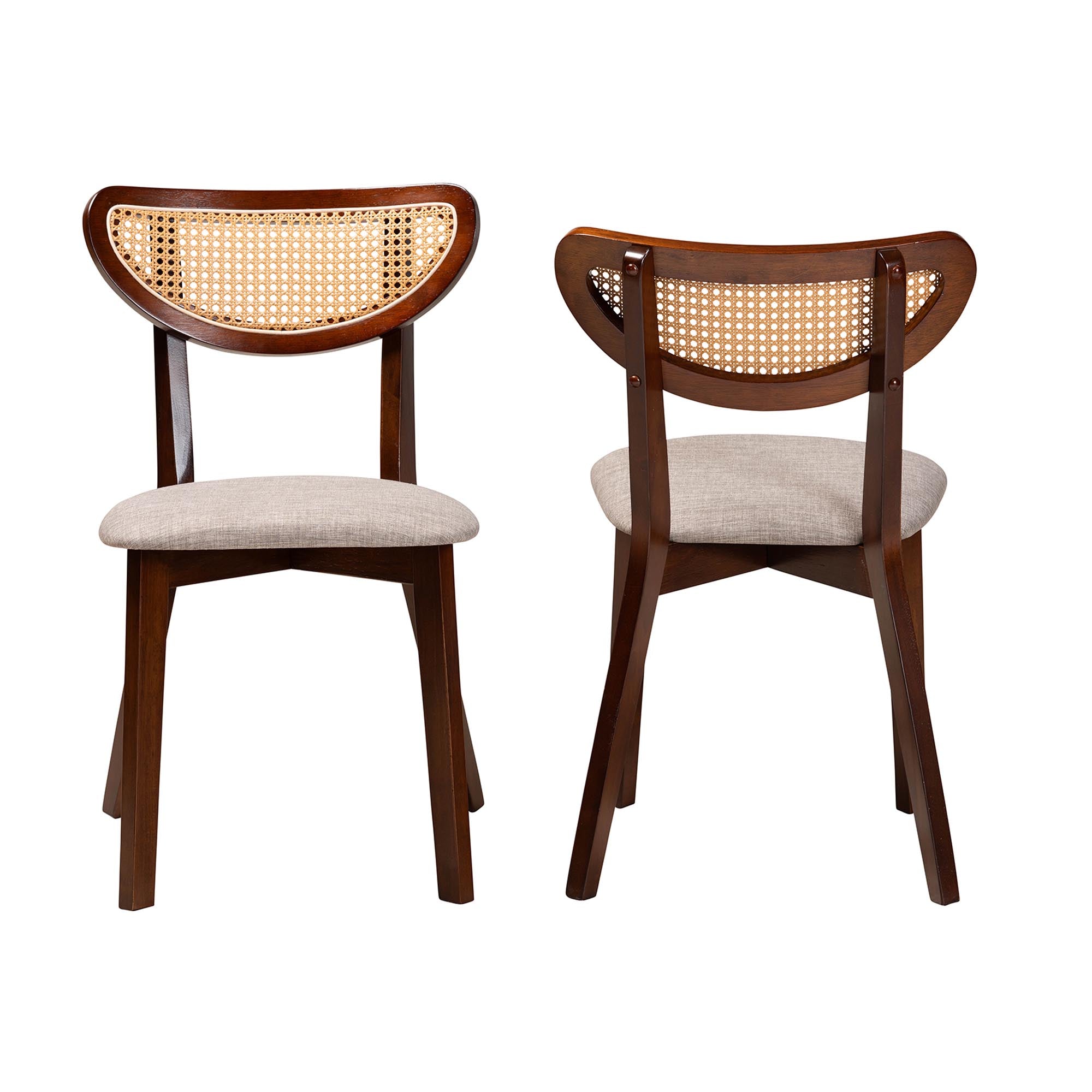 Dannell Mid-Century Modern Grey Fabric and Walnut Brown Finished Wood Dining Chair
