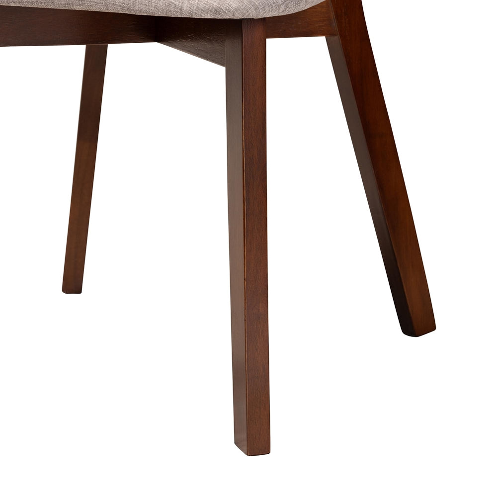 Dannell Mid-Century Modern Grey Fabric and Walnut Brown Finished Wood Dining Chair