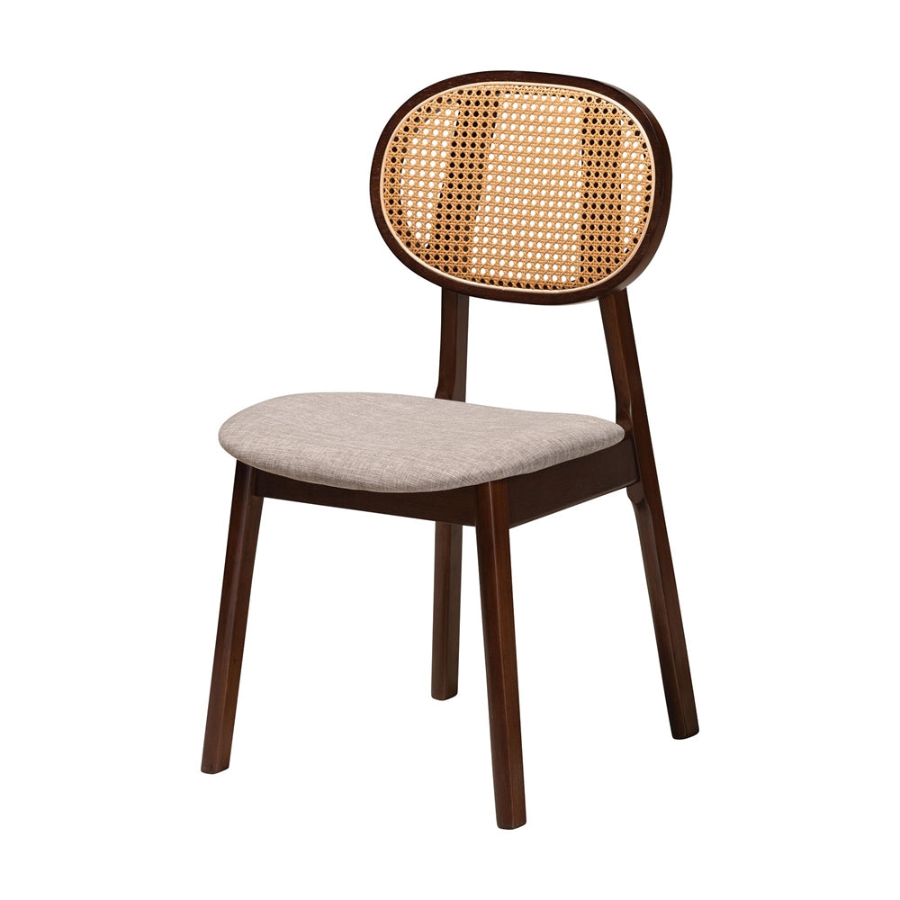 Darrion Mid-Century Modern Grey Fabric and Walnut Brown Finished Wood 7-Piece Dining Set