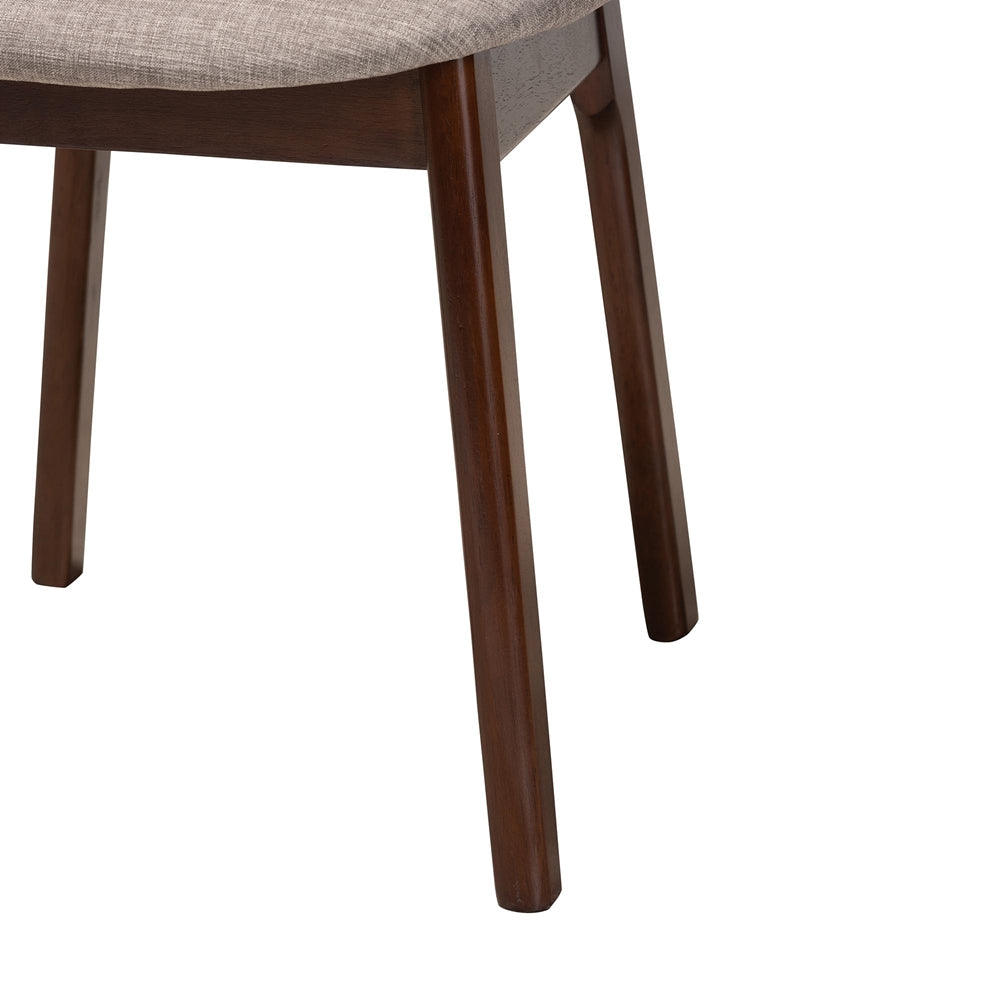 Darrion Mid-Century Modern Grey Fabric and Walnut Brown Finished Wood 2-Piece Dining Chair Set