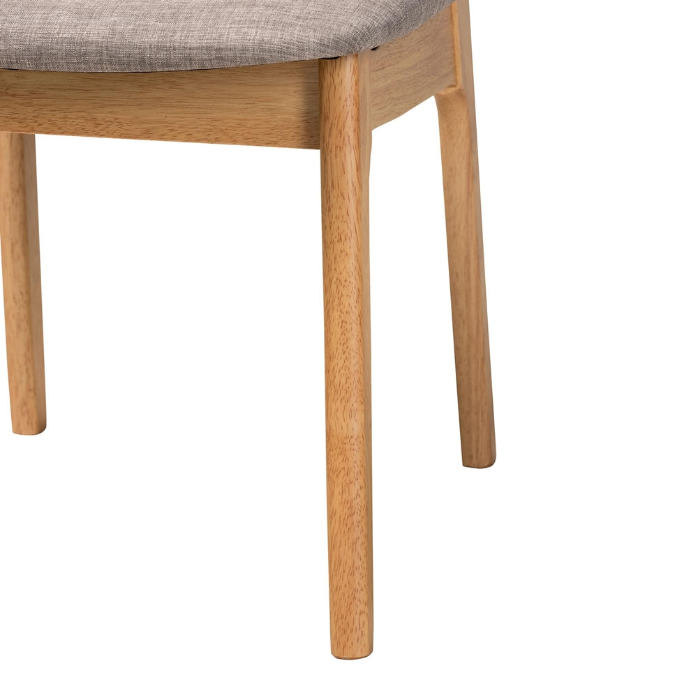 Dannon Mid-Century Modern Grey Fabric and Ntural Oak Finished Wood 2-Piece Dining Chair Set