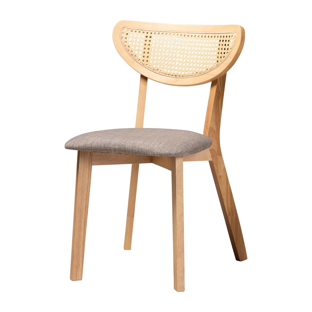 Dannell Mid-Century Modern Grey Fabric and Natural Oak Finished Wood 7-Piece Dining Set