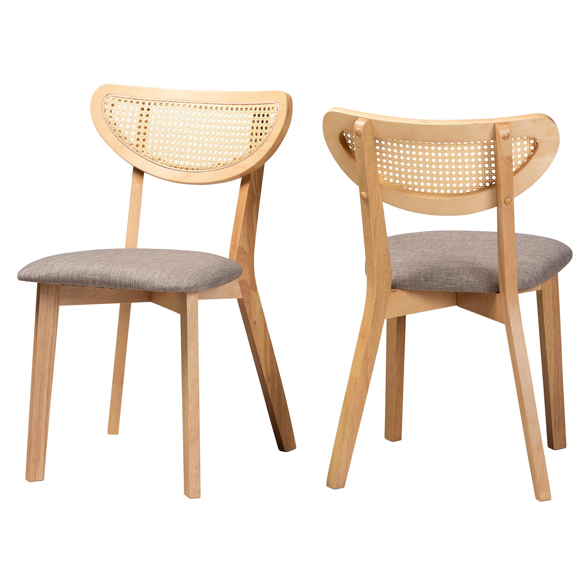 Dannell Mid-Century Modern Grey Fabric and Natural Oak Finished Wood Dining Chair