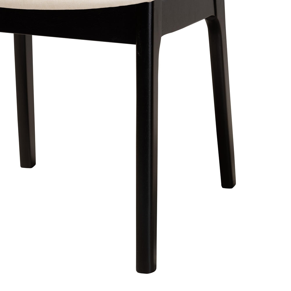 Dannon Mid-Century Modern Cream Fabric and Black Finished Wood 5-Piece Dining Set
