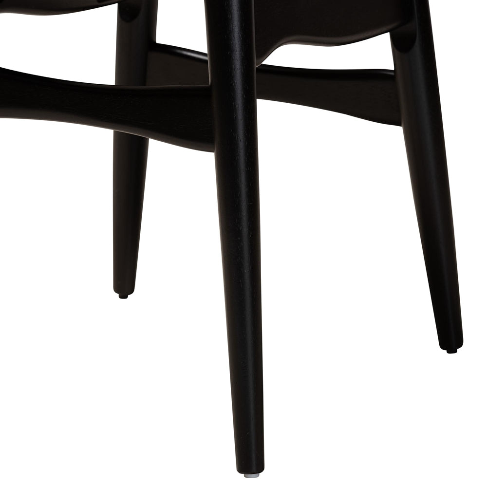 Tarana Mid-Century Modern Cream Fabric and Black Finished Wood 2-Piece Dining Chair Set