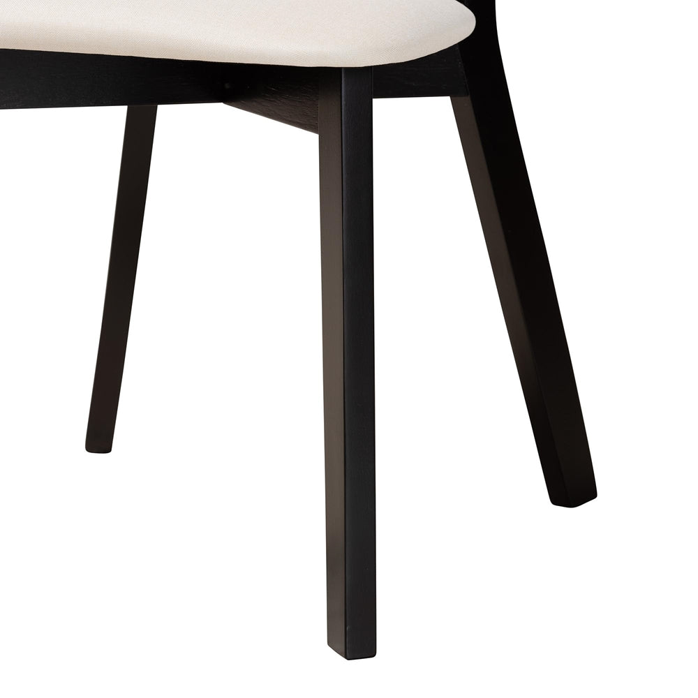 Dannell Mid-Century Modern Cream Fabric and Black Finished Wood 5-Piece Dining Set